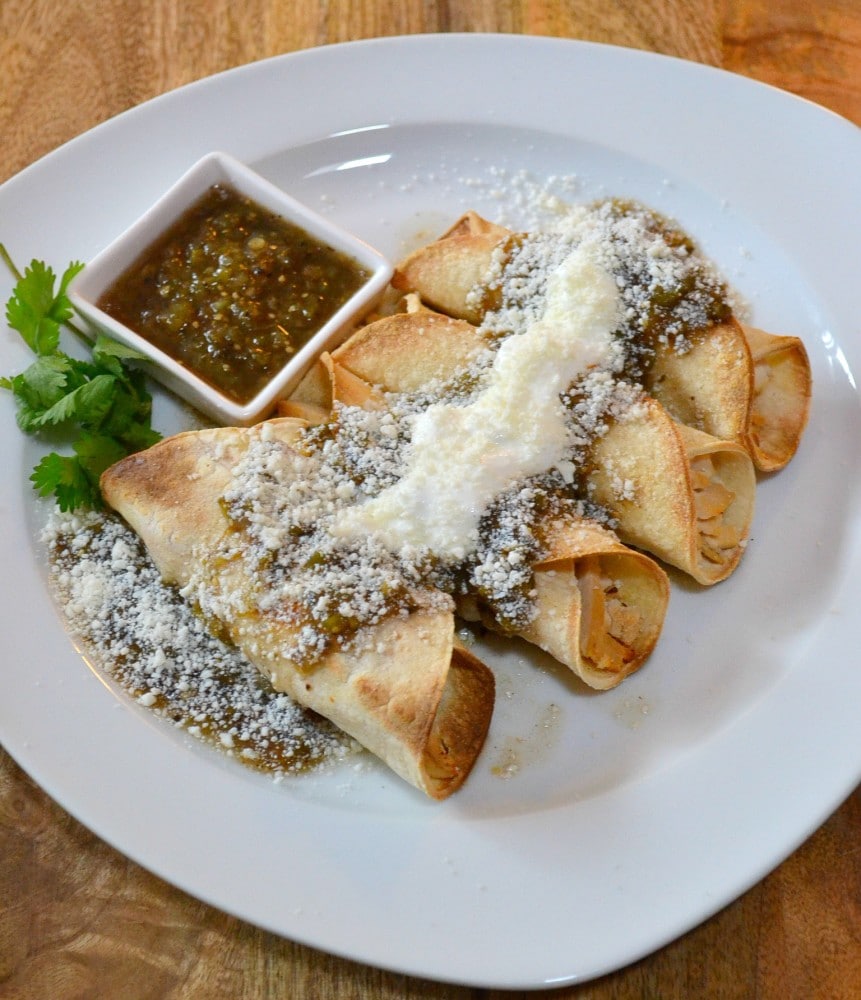 Mexican Meals at Home Chicken Flautas with Tomatillo Sauce — The Town Dish